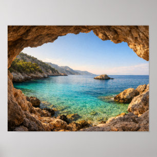 Vue de la grotte océanique Affiche Méditerranée - 
