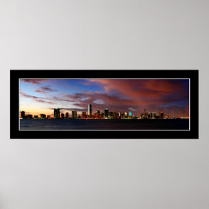 Vue de Miami au crépuscule panorama - Poster