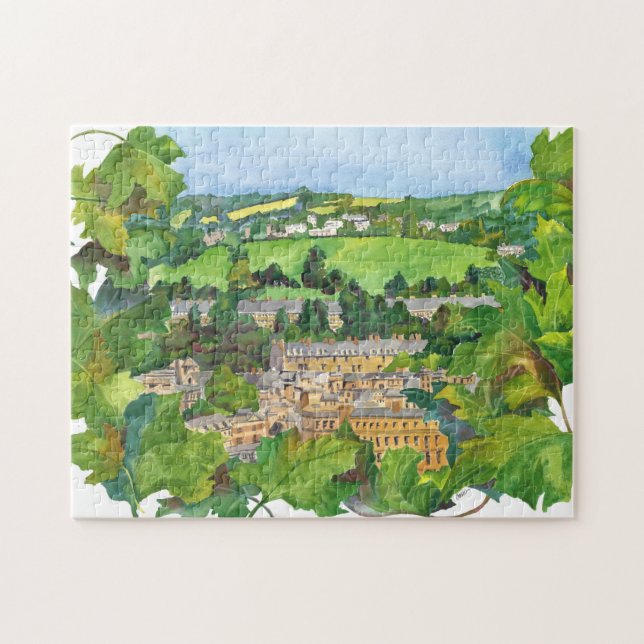 Vue de puzzle d'aquarelle de Bath (Horizontal)