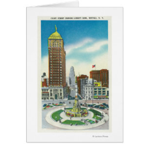 Vue de rue de cour de bâtiment de banque de