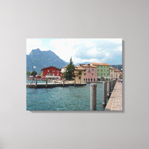 Vue du lac de Garde Torbole dessin de toile