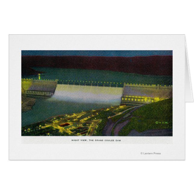 Vue nocturne, barrage de Grand Coulee (Devant horizontal)