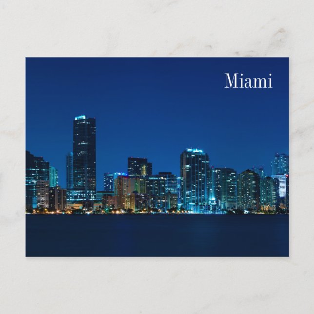 Vue panoramique de Miami la nuit - Carte postale (Devant)