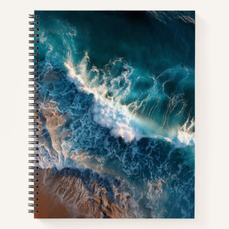 vue supérieure du carnet en spirale des vagues