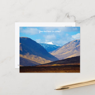 Vue sur Glen Etive, carte postale d'Écosse