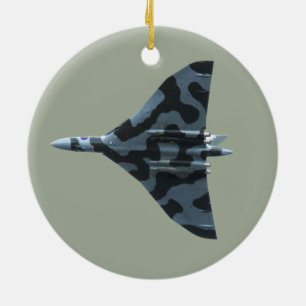 Vulcan bomber in flight ceramic ornament