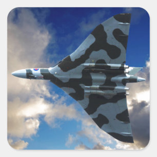 Vulcan bomber in flight square sticker