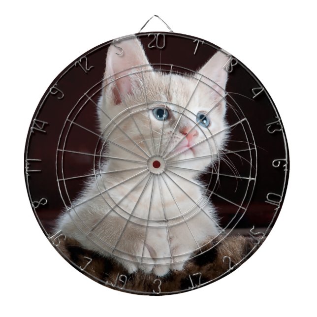 Vulnerable White Kitten Dartboard (Front)