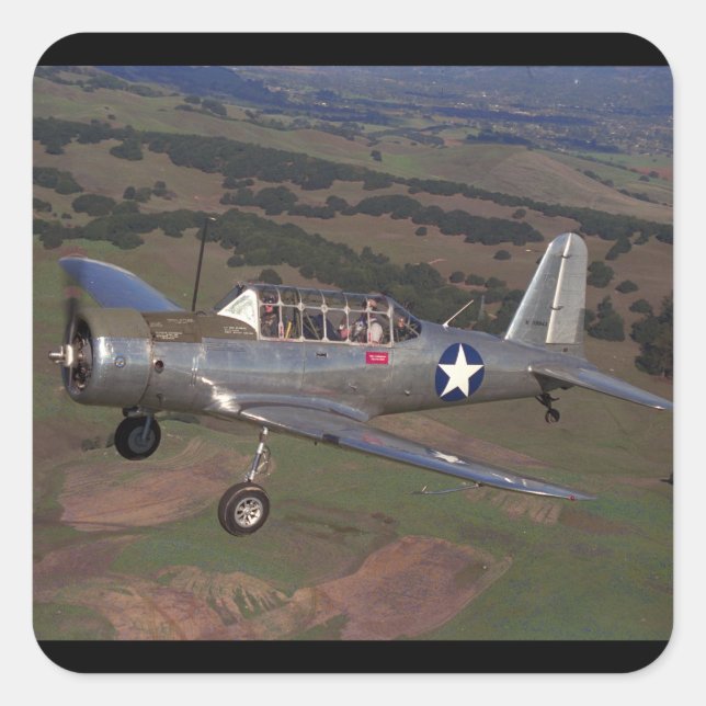 Vultee, BT-13, WWII_Classic Aviation Square Sticker (Front)
