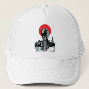 Vulture on Vintage Car with Red Sun Trucker Hat