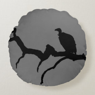 Vulture Silhouette Round Pillow