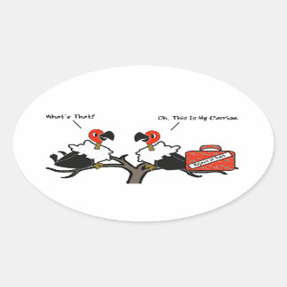 Vultures Carrion Carry-on Luggage Cartoon Oval Sticker