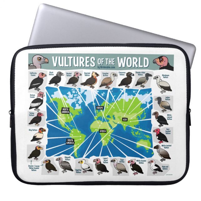 Vultures of the World Map Laptop Sleeve (Front)