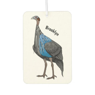 Vulturine guineafowl bird cartoon illustration air freshener