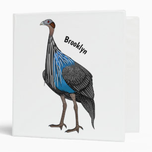 Vulturine guineafowl bird cartoon illustration  binder