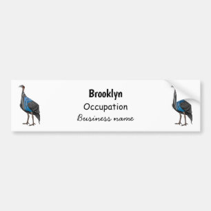 Vulturine guineafowl bird cartoon illustration  bumper sticker