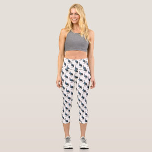 Vulturine guineafowl bird cartoon illustration capri leggings