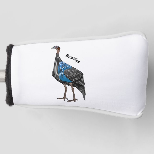 Vulturine guineafowl bird cartoon illustration  golf head cover (Front)