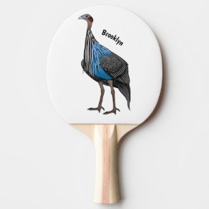 Vulturine guineafowl bird cartoon illustration  ping pong paddle