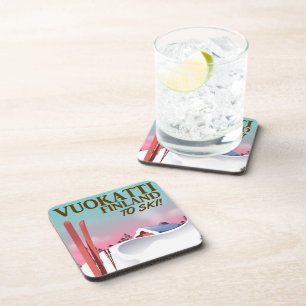 Vuokatti Finland ski poster Coaster
