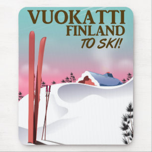 Vuokatti Finland ski poster Mouse Pad
