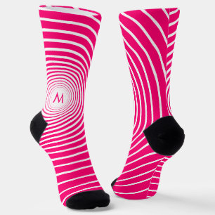 Vustom Letter White Striped Pink Socks Your Colour
