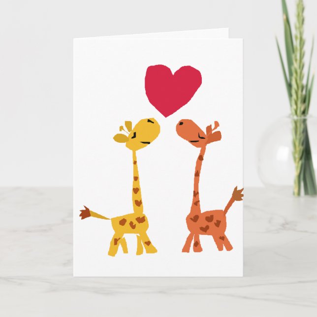 VW- Funny Giraffe Love Cartoon Card (Front)
