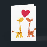 VW- Funny Giraffe Love Cartoon Card<br><div class="desc">Wonderful cute and funny cartoon giraffes about to kiss with a heart in the background.  Fun gift idea.  Can also change background colour and add text when ordering.</div>