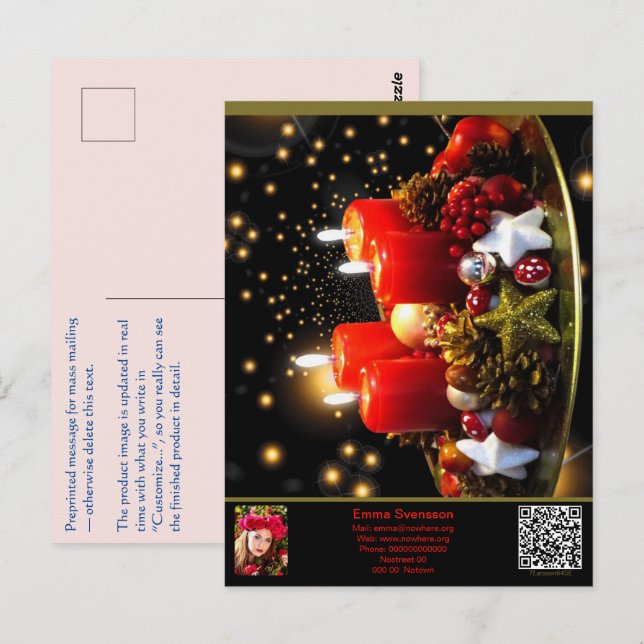 Vykort — Connect, Christmas Postcard (Front/Back)