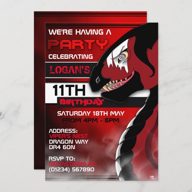 Vypenthus Dragon Birthday invitations (Front/Back)