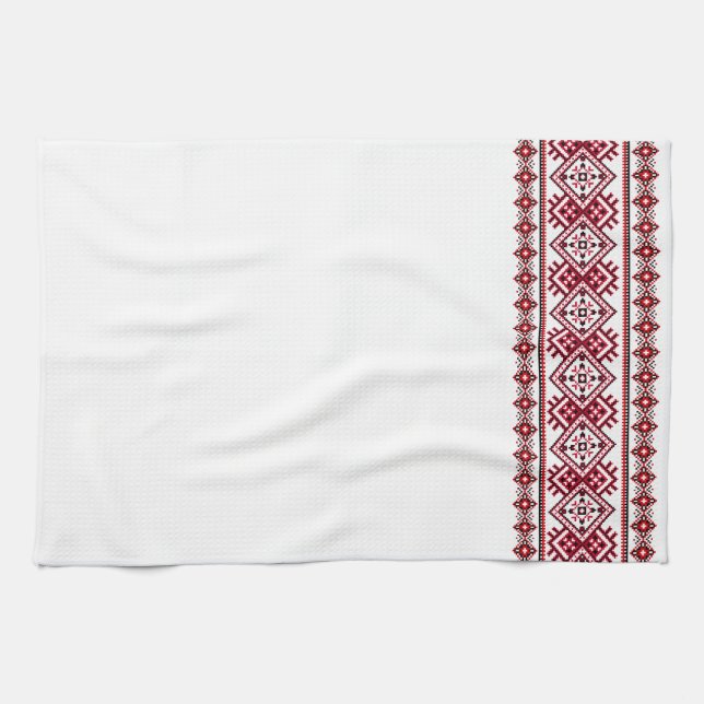 Vyshyvanka Ukrainienne Kitchen Serviette Croix (Horizontal)