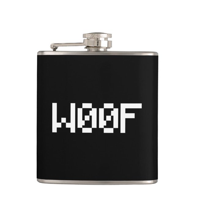 W00F [Leetspeak Animal Sounds] Hip Flask (Front)