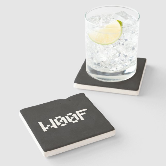 W00F [Leetspeak Animal Sounds] Stone Coaster (Side)