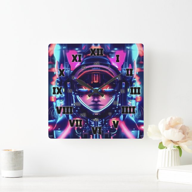 W4VE • DESIGHN. | "Procedural" ~ [49 / 50] • Square Wall Clock (Home)