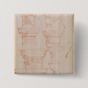 W.18v Study of column capitals 2 Inch Square Button
