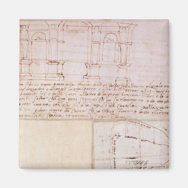 W.23r Architectural sketch with notes Magnet (Front)