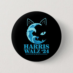W 24 Blue Wave Of Cat Ladies Vote For Kamala  2 Inch Round Button