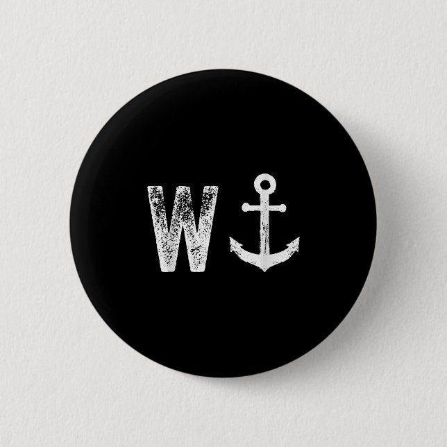 W Anchor Funny Wanker Jerk British Slang  2 Inch Round Button (Front)