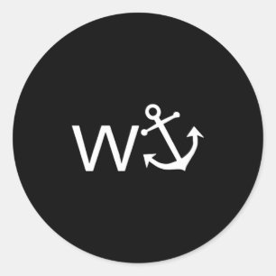 W Anchor Funny Wanker Jerk Funny Slang  Classic Round Sticker