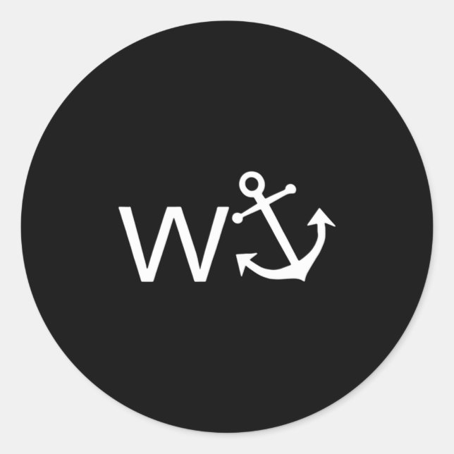 W Anchor Funny Wanker Jerk Funny Slang  Classic Round Sticker (Front)