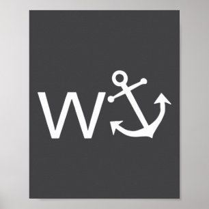 W Anchor Funny Wanker Jerk Funny Slang Poster
