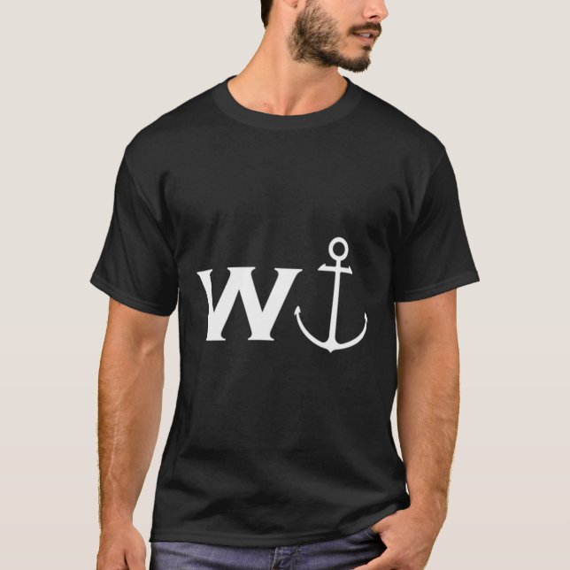 W Anchor Wanker Funny Sailing Boating  T-Shirt (Front)
