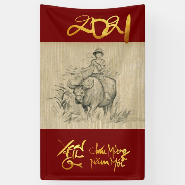 W Buffalo Kid Chinese Ox Year 2021 Vertical B Banner (Vertical)