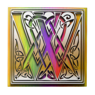 W Celtic Rainbow Custom Monogram Tile