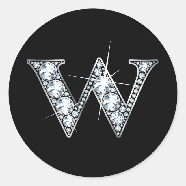 "W" Diamond Bling Sticker (Front)