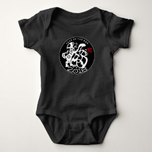 W Dog Papercut Chinese New Year 2018 Baby Bodysuit
