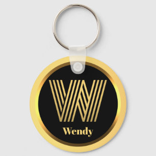 W Gold Monogrammed Letter Personalised Keychain