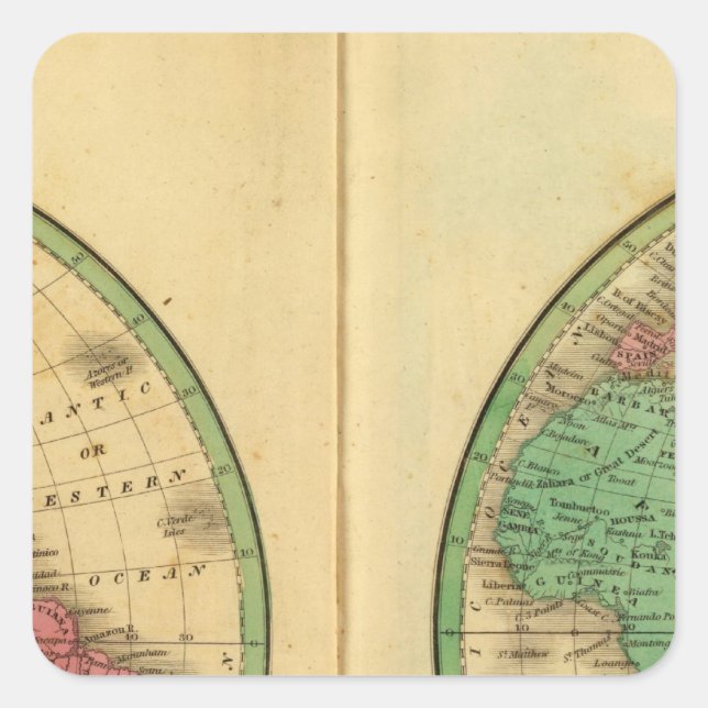 W Hemisphere, E Hemisphere Square Sticker (Front)