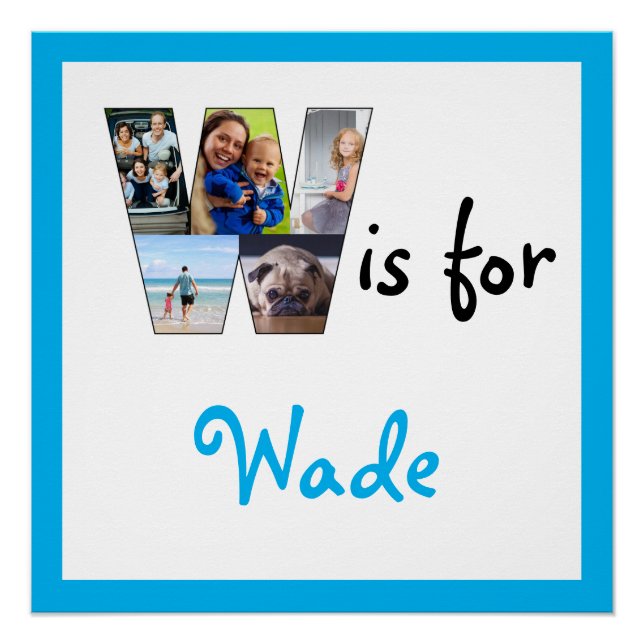 W is for Blue Name Photo Poster (Front)