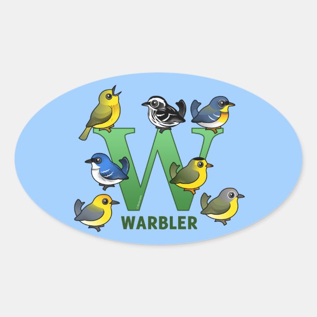 W is for Warbler Oval Sticker (Front)